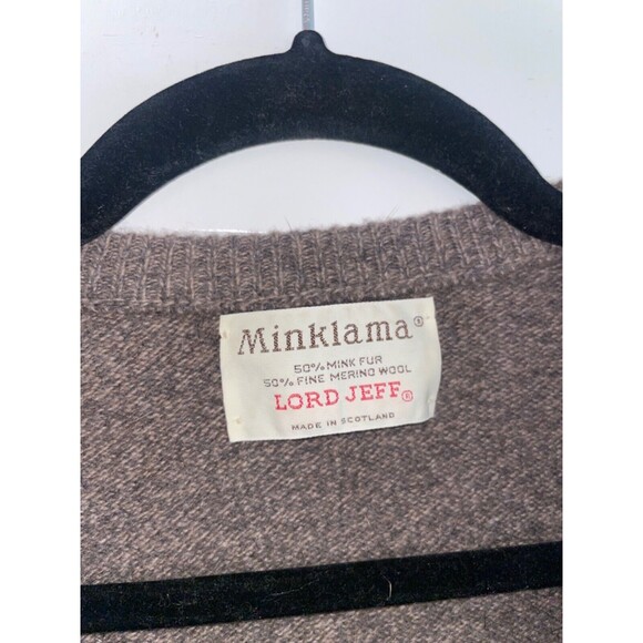 Minklama made in Scotland Men's V-Neck Sweater size S/no size tag Mink Fur Wool - Picture 3 of 6